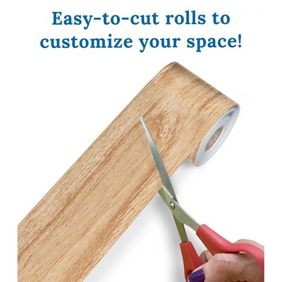 Carson Dellosa Education Grow Together Rolled Straight Borders, 3" x 65', Light Wood Grain, 3/Bundle (CD-108510-3)