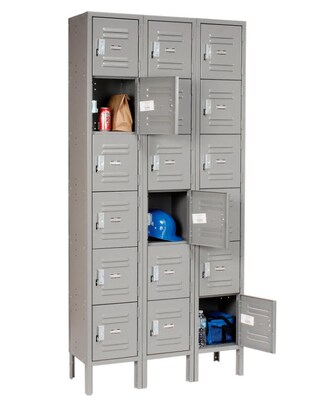Global Industrial Capital 6-Tier 18-Door Box Locker, 36W x 12D x 78H, Gray (652155GY)