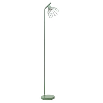 Simple Designs Sleek Essentials 54.5" Metal Floor Lamp with Wire Cage Shade, Sage Green (LF1050-SGE)