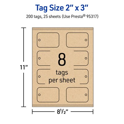 Avery 2" x 3"  Blank Price & Merchandise Tags, Kraft Brown, 200/Carton (95317-KMT25)