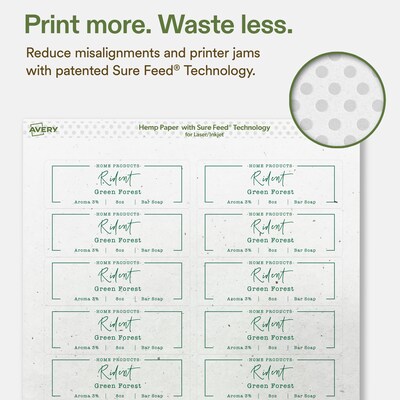 Avery Hemp Rectangle Laser/Inkjet Multipurpose Labels, 1-1/3" x 4", Off-White (1120/Box)
