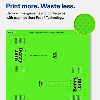 Avery Laser/Inkjet Sealing Labels, 5-1/8" x 4", Neon Green, 30 Labels/Pack (19479370732)