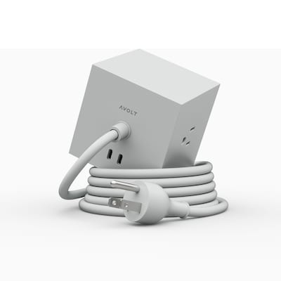AVOLT Square 1 5.9 3-Outlet Power Extender with USB-C, Gotland Gray (SQ1-NABC30-18GG)