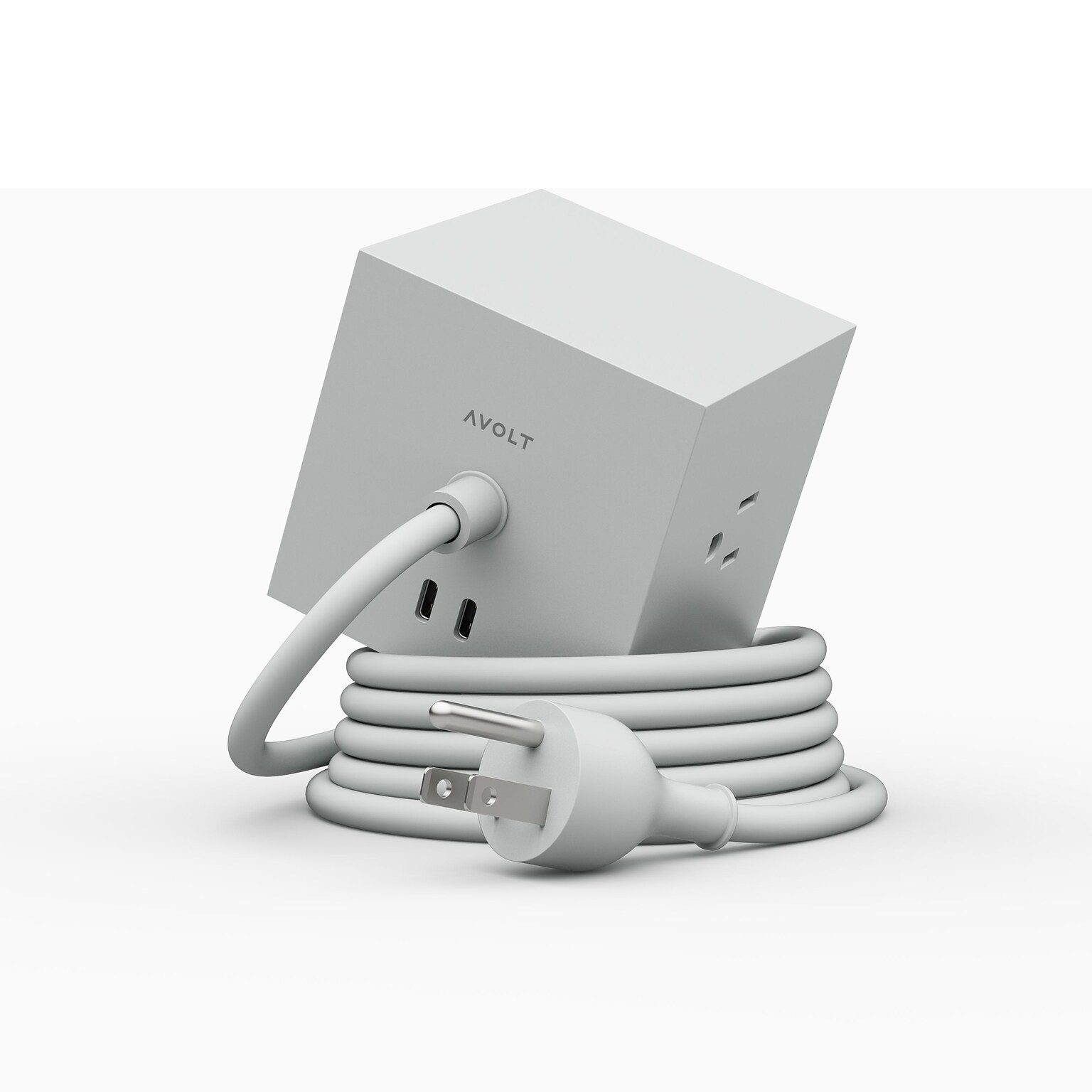 AVOLT Square 1 5.9 3-Outlet Power Extender with USB-C, Gotland Gray (SQ1-NABC30-18GG)