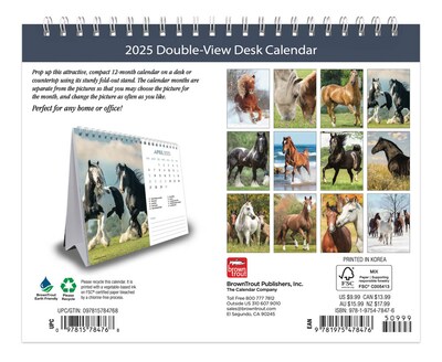 2025 BrownTrout Horse Lovers 7.5 x 6 Monthly Desk Calendar (9781975478476)