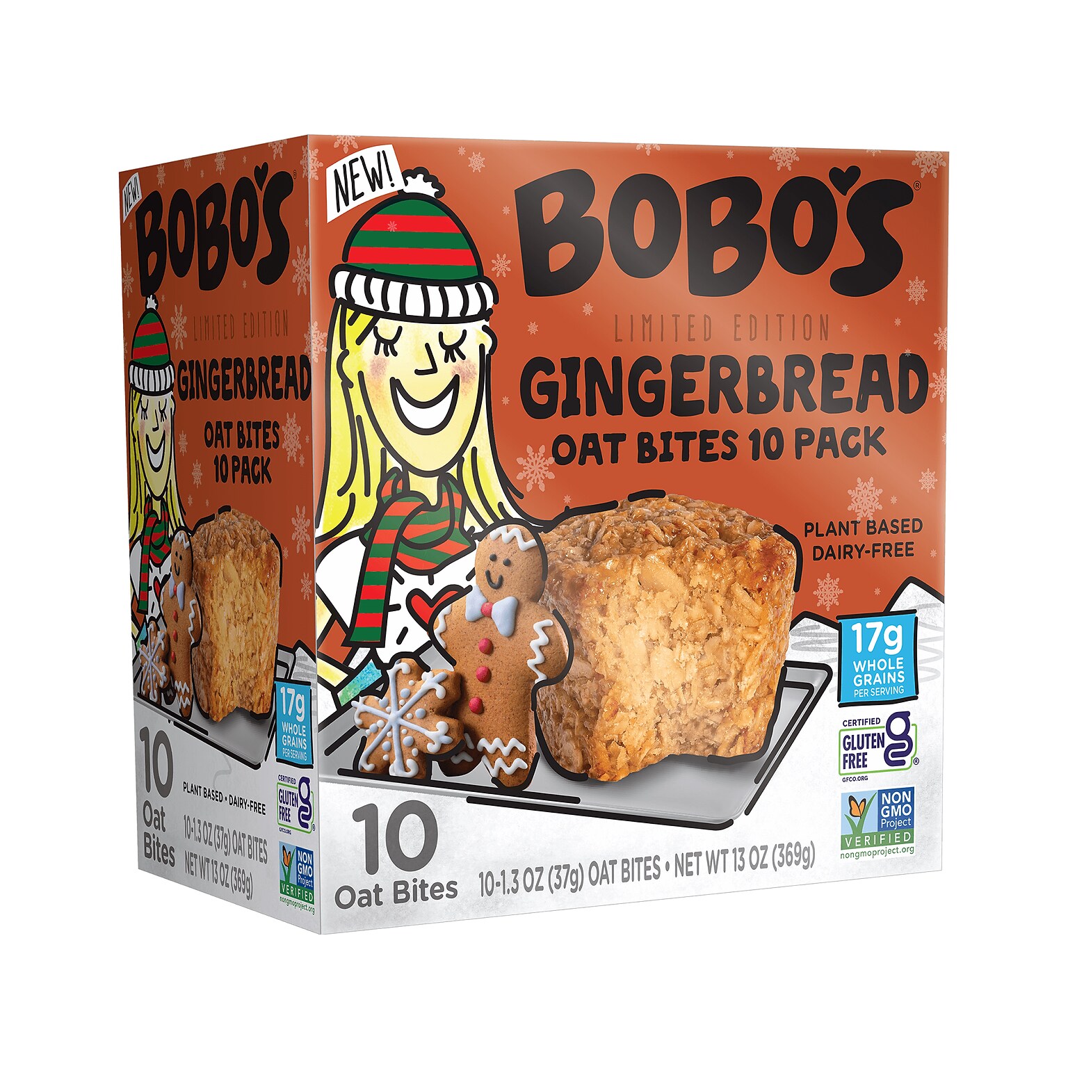 Bobos Gluten Free Gingerbread Oat Bites, 1.3 oz., 10 Bites/Box (529-D)
