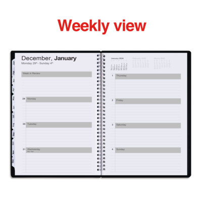 2026 Staples 5" x 8" Weekly & Monthly Planner, Plastic Cover, Black (ST21490-26)