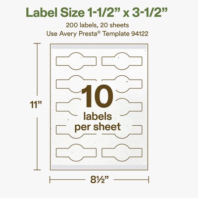 Avery Wraparound Band Laser/Inkjet Multipurpose Labels, 1.5" x 3.5", Off-White (200/Pack)