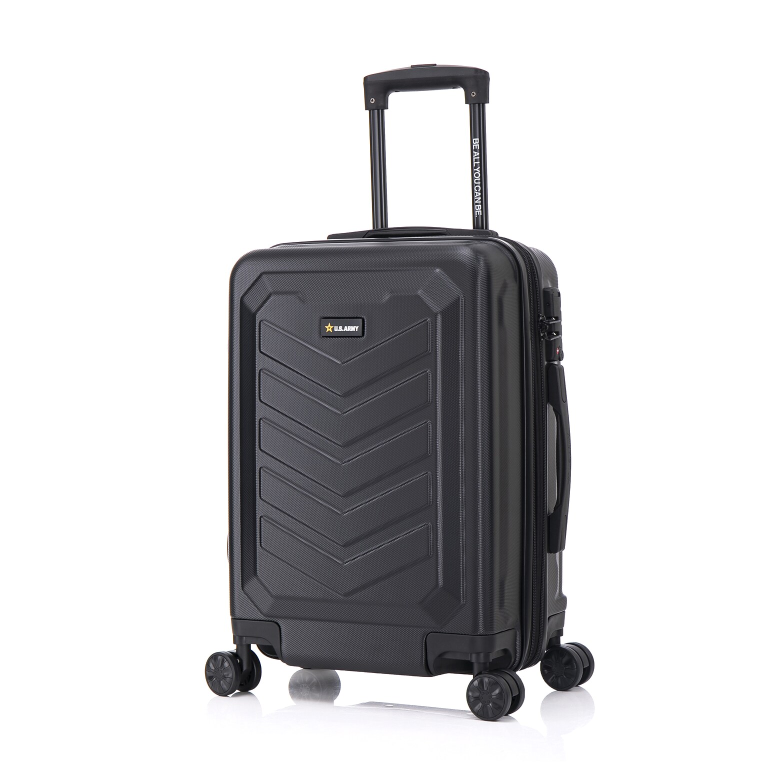 US Army FOX PRO 20 Hardside Carry-On Suitcase, 4-Wheeled Spinner, TSA Checkpoint Friendly, Black (USLFPRO00S-BLK)