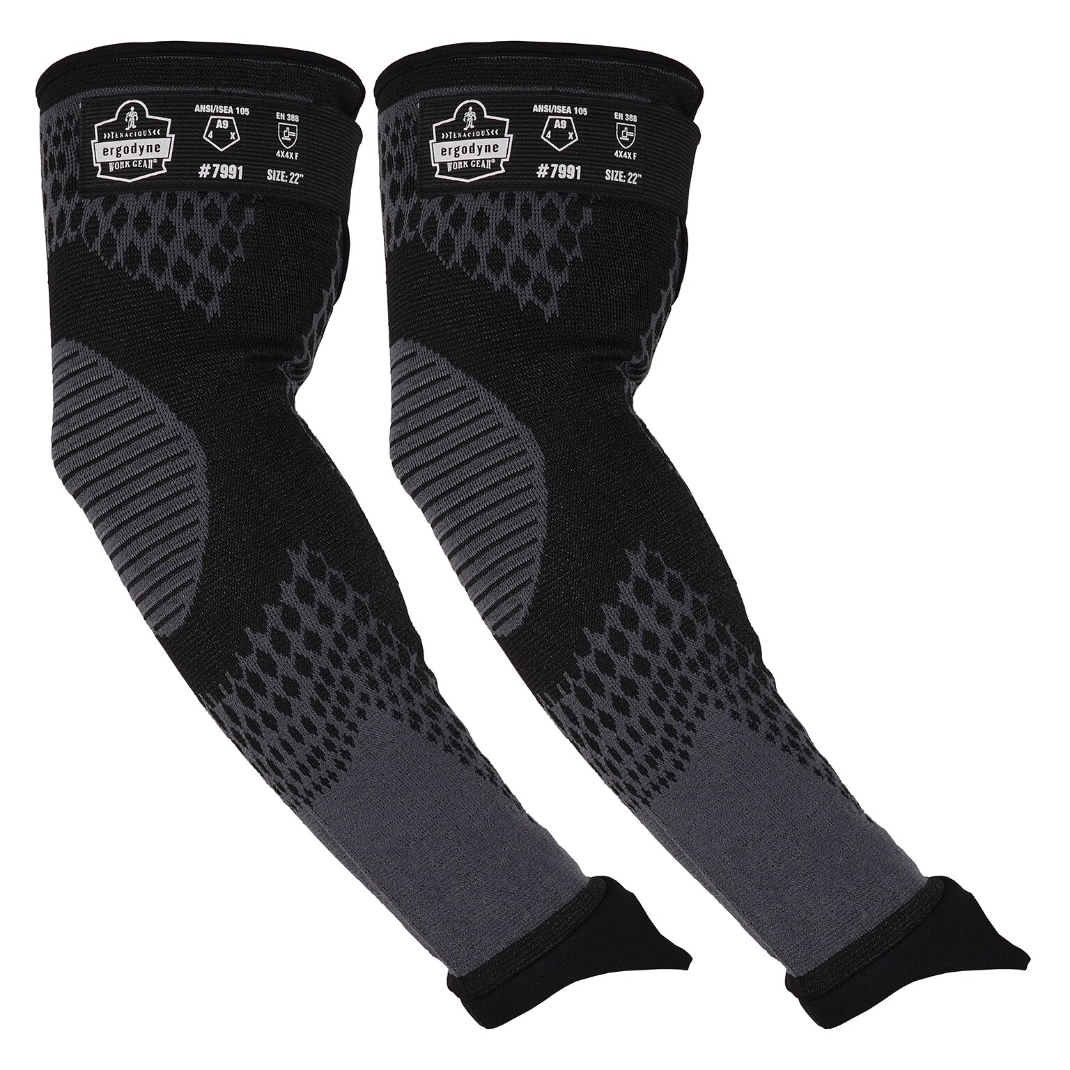 Ergodyne ProFlex 7991 Cut-Resistant Protective Arm Sleeves - ANSI/ISEA 105-2016 A9, EN388: 4X4XF, 22 (17999)