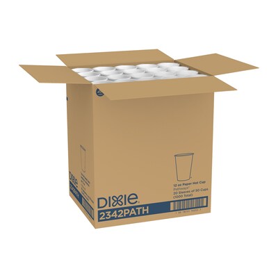 Dixie Pathways Poly Paper Hot Cups, 12 oz., White, 1000/Carton (2342PATH)