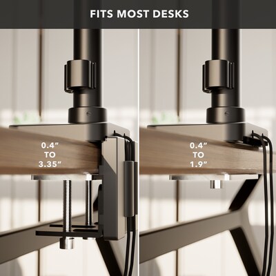 Mount-It! ProFlex Adjustable Heavy-Duty Monitor Mount with Pole & Gas Spring Arm, Fits 17"- 49" Ultrawide Monitors, Matte Black