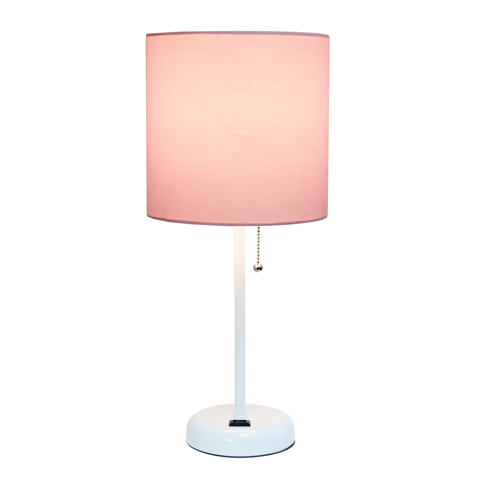 Simple Designs 19.5 LED Table Lamp, White/Light Pink Shade (LT2024-POW-CCLB)