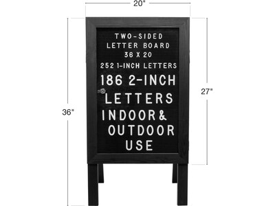 Excello Global Products Indoor/Outdoor A-Frame Sidewalk Sign, 20" x 27", Black (EGP-HD-0084-BLK)