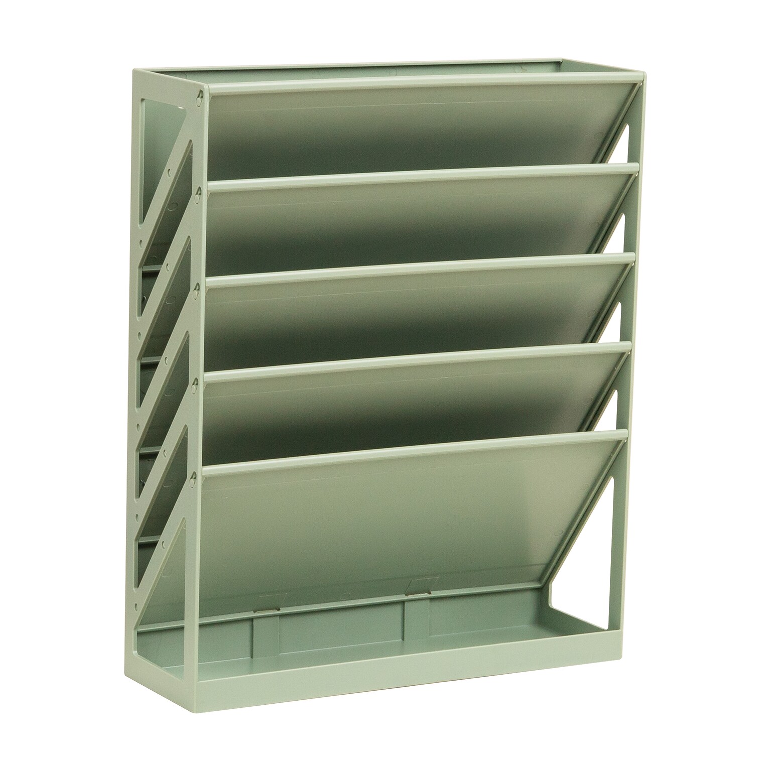 Staples 5-Pocket Plastic Mountable Wall File, Letter Size, Sage Green (ST63893)