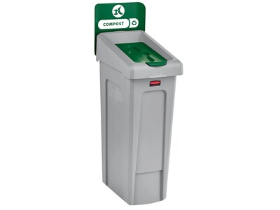 Rubbermaid Slim Jim Single-Stream Recycling Station, 23 Gallon, Gray/Green (2185051)