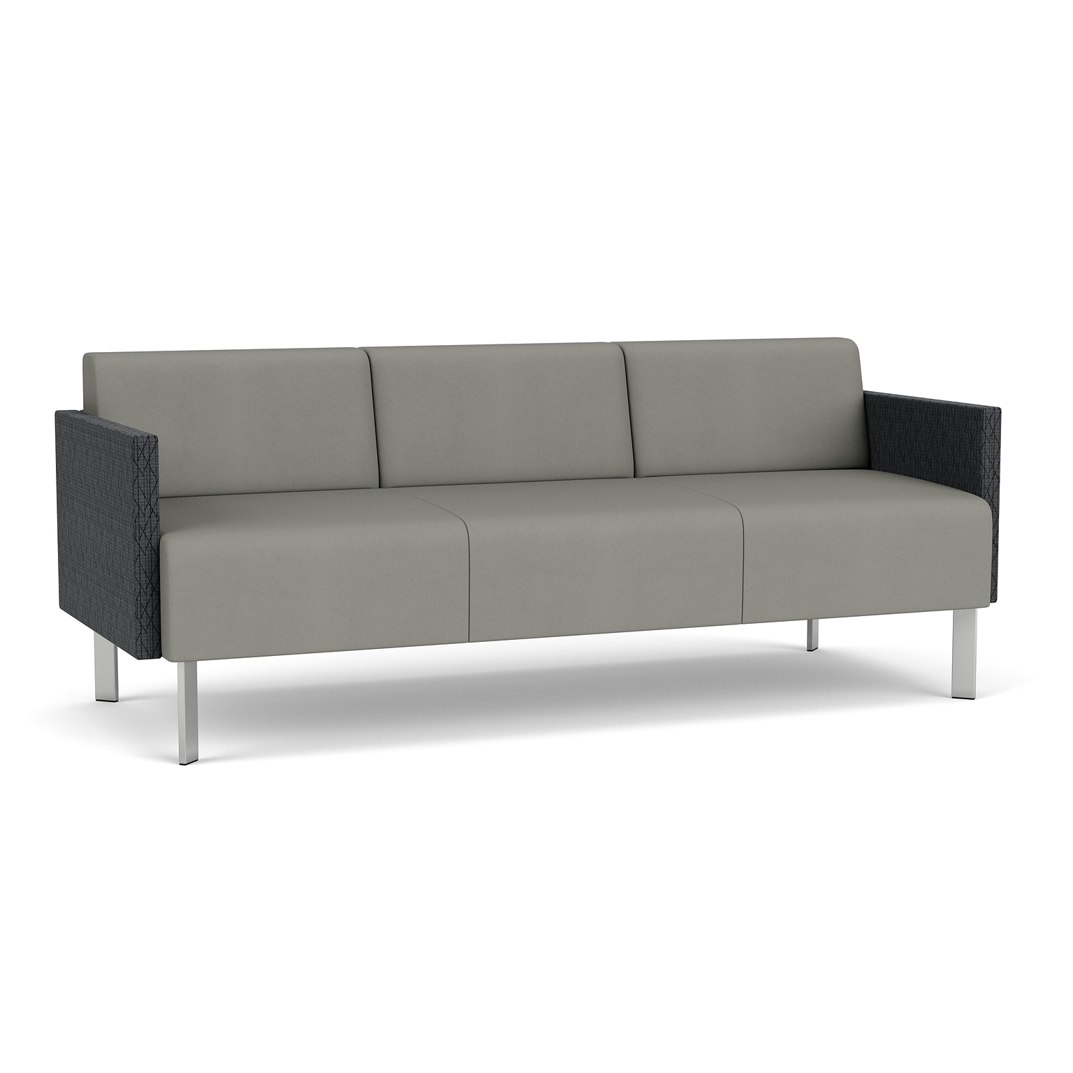 Lesro Luxe 76.5W Vinyl Sofa, Patriot Plus Dove/Adler Nocturnal/Silver (LX1601.FSV-02PPDO.03PPDO.04ADNT.05ADNT)