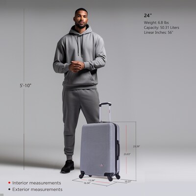 InUSA Royal 24" Hardside Suitcase, 4-Wheeled Spinner, TSA Checkpoint Friendly, Silver (IUROY00M-SIL)