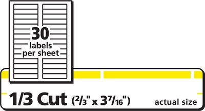 Avery TrueBlock Laser/Inkjet File Folder Labels, 2/3" x 3 7/16", Yellow, 1500 Labels Per Pack (5966)