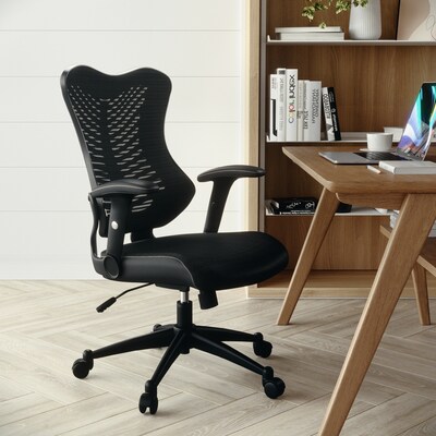 Flash Furniture Kale Ergonomic Mesh Swivel High Back Executive Office Chair, Black (BLZP806BK)