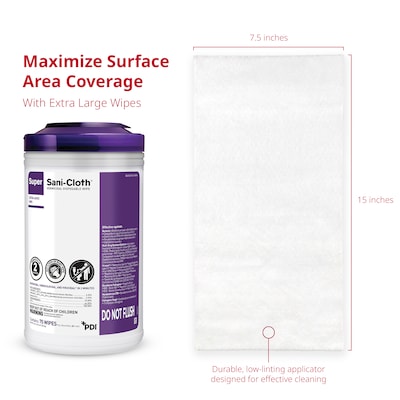 PDI Super Sani-Cloth Disinfecting Wipes, 75 Wipes/Canister, 6 Canisters/Carton (P86984CT)
