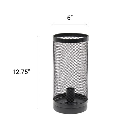 Creekwood Home Industrial Mesh Cylinder 12.75" LED Table Lamp, Black (CWT-1005-BK)