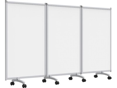 Luxor Freestanding 3-Panel Mobile Magnetic Whiteboard Room Divider, 53.5"H x 91"W, White (MB9152WW)