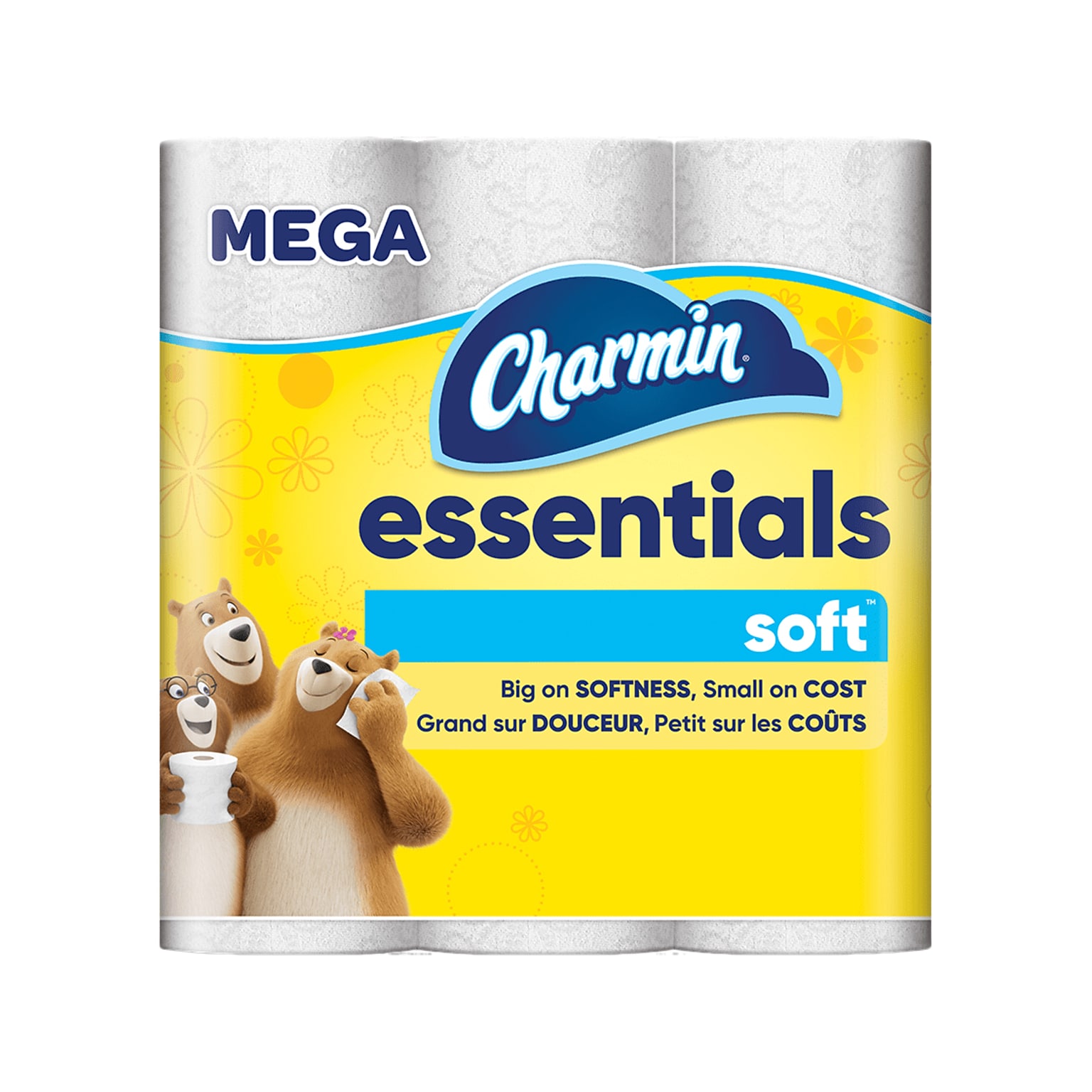 Charmin Essentials Soft Mega Toilet Paper, 2-Ply, White, 330 Sheets/Roll, 9 Rolls/Pack, 4 Packs/Carton (04536)