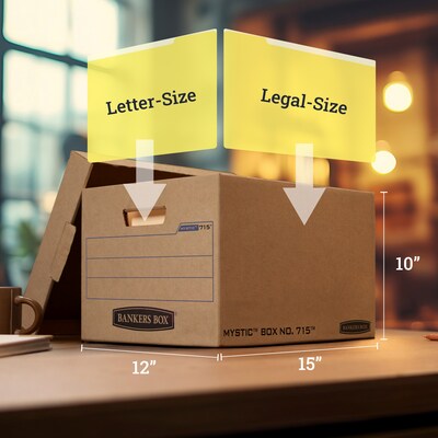Bankers Box Heavy-Duty Corrugated File Storage Boxes, Lift-Off Lid, Letter/Legal Size, Kraft, 25/Carton (7150001)