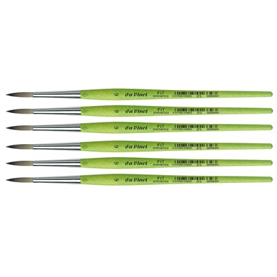 da Vinci FIT Mixed Media Synthetic Bristle, Round Brush, 6/Pack (DVXVA3736-6)