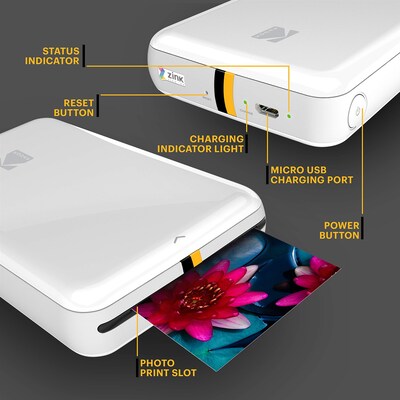 Kodak Step Mobile Zero Ink Instant Photo Printer, Single-Function, White (RODMP20AMZW)