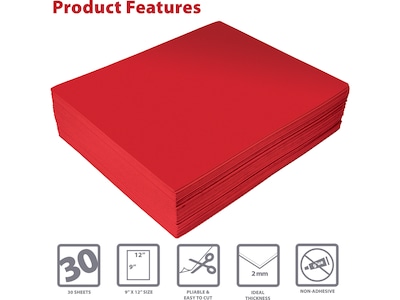 Better Office EVA Foam Sheet, Red, 30/Pack (01213)