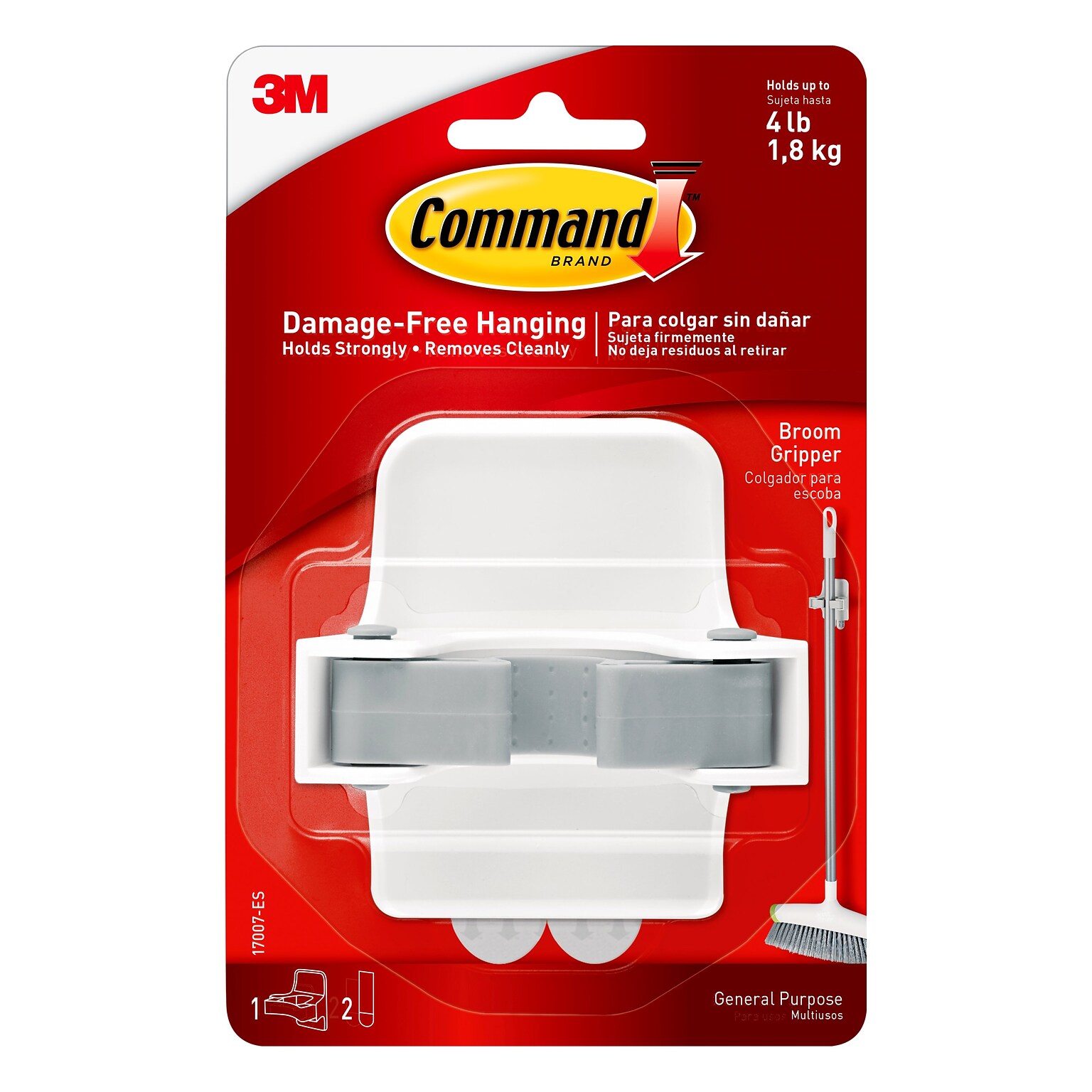 Command™ Large Broom Gripper, White/Gray (17007-ES)