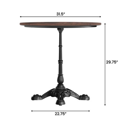 Flash Furniture Acadia 31.25" Round Wooden Dining Table with Bistro Base, Dark Brown/Black Base (STRD31WBRST2222)