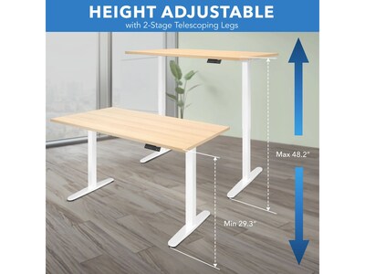 Mount-It! 55"W Electric Rectangular Adjustable Standing Desk, Maple/White (MI-18097)