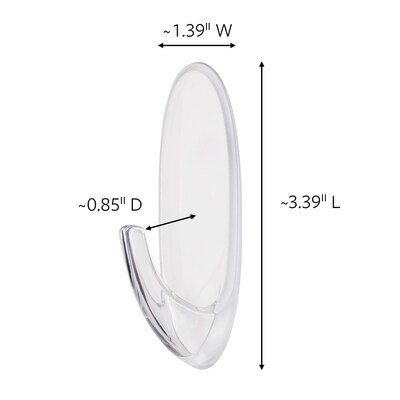 Command Large Utility Hook, 4 lb, Transparent, 3 Hooks/Pack (17093CLR-3AES)