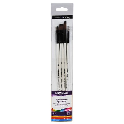 Daler-Rowney Graduate Synthetic All Purpose Brushes, 4/Set, 2 Sets/Bundle (DRWD212541001-2)