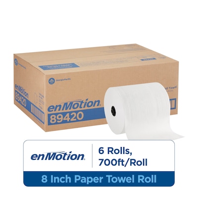 enmotion Hardwound Paper Towels, 1-ply, 700 ft./Roll, 6 Rolls/Carton (89420)