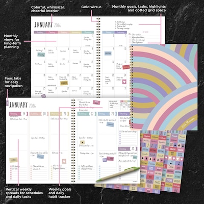 2027 TF Publishing Peonies 9" x 11"  Weekly & Monthly Standard Planner, Paperboard Cover, Multicolored (27-9708)