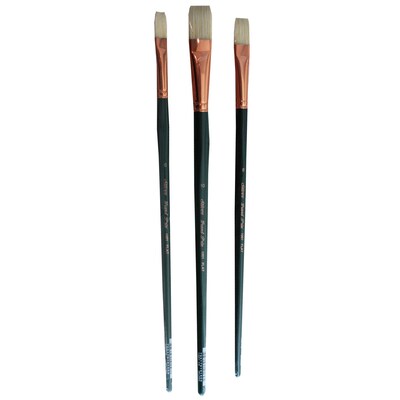 Silver Brush Natural Hog Bristle, Flat Brushes, 3/Pack (SLVGP1071)