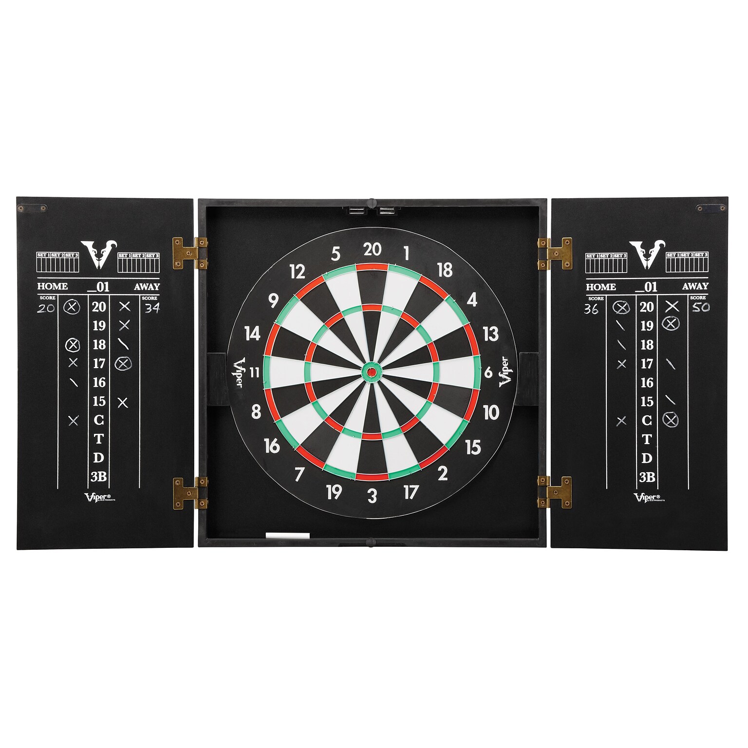 Viper Hideaway Dartboard Cabinet with Reversible Traditional and Baseball Dartboard (40-0375)