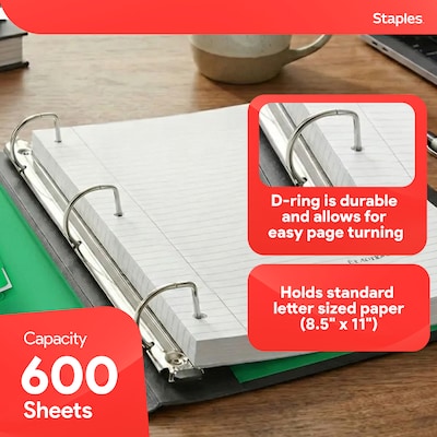 Staples 3" 3-Ring Better Binder, D-Ring, Green (ST55894-CC)
