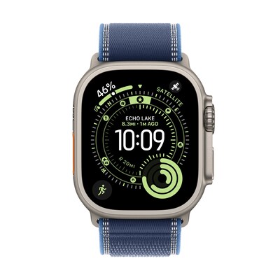 Apple Watch Ultra 3 GPS + Cellular Smartwatch, 49mm, Natural Titanium Case with Blue Trail Loop, Med