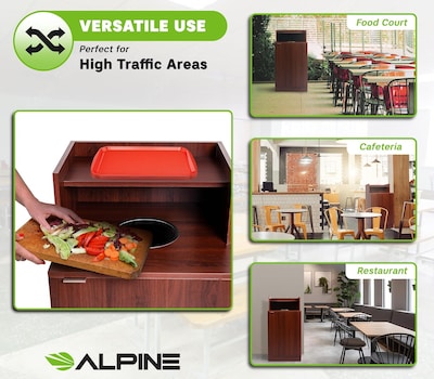 Alpine Industries Food Service Trash Can Enclosure, 32 Gallon, Mahogany (ALP476-DH-MA)