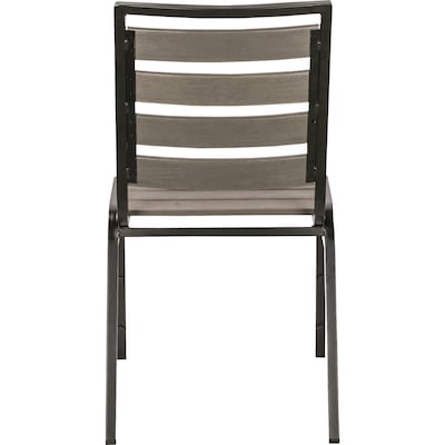 Lorell Faux Wood Outdoor Four Legged Chair, Charcoal Gray/Black, 4/Carton (LLR42687)
