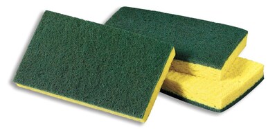 Scotch-Brite Non-Scratch Heavy Duty Sponge with Scrubber, Green/Yellow, 10 Sponges/Pack (74CC)