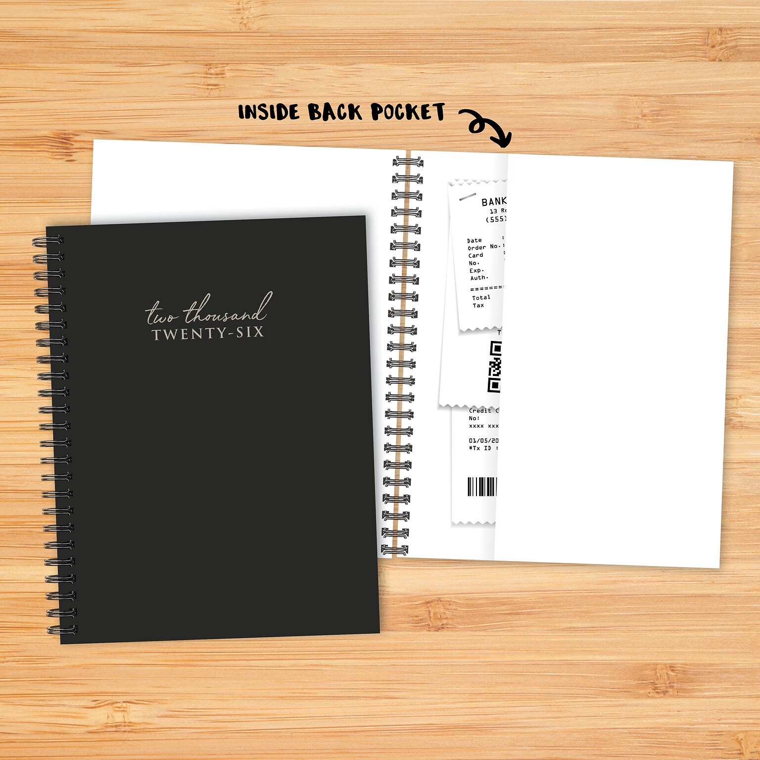 2026 Willow Creek Contemporary Black 6.5 x 8.5 Weekly & Monthly Planner, Paperboard Cover (57759)