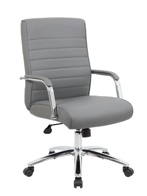 Boss Office Products Ergonomic CaressoftPlus Swivel Conference Chair, Gray/Chrome (B696CRB-GY)
