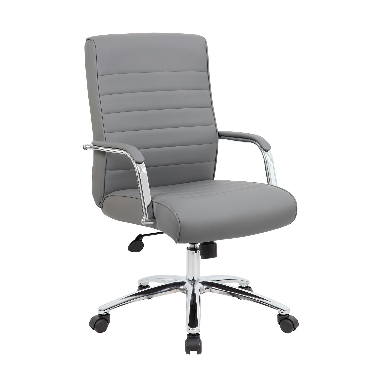 Boss Office Products Ergonomic CaressoftPlus Swivel Conference Chair, Gray/Chrome (B696CRB-GY)