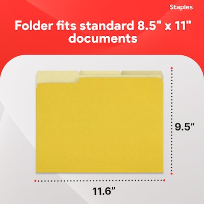Staples File Folders, 1/3-Cut Tab, Letter Size, Assorted, 100/Pack (ST22953-CC)
